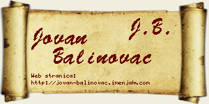 Jovan Balinovac vizit kartica